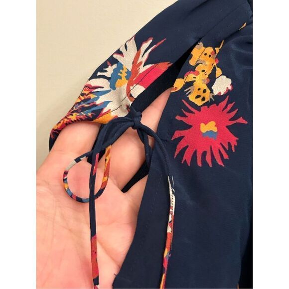 EUC Madewell 100% Silk fit & flare dress floral size 2 navy - Picture 3 of 9